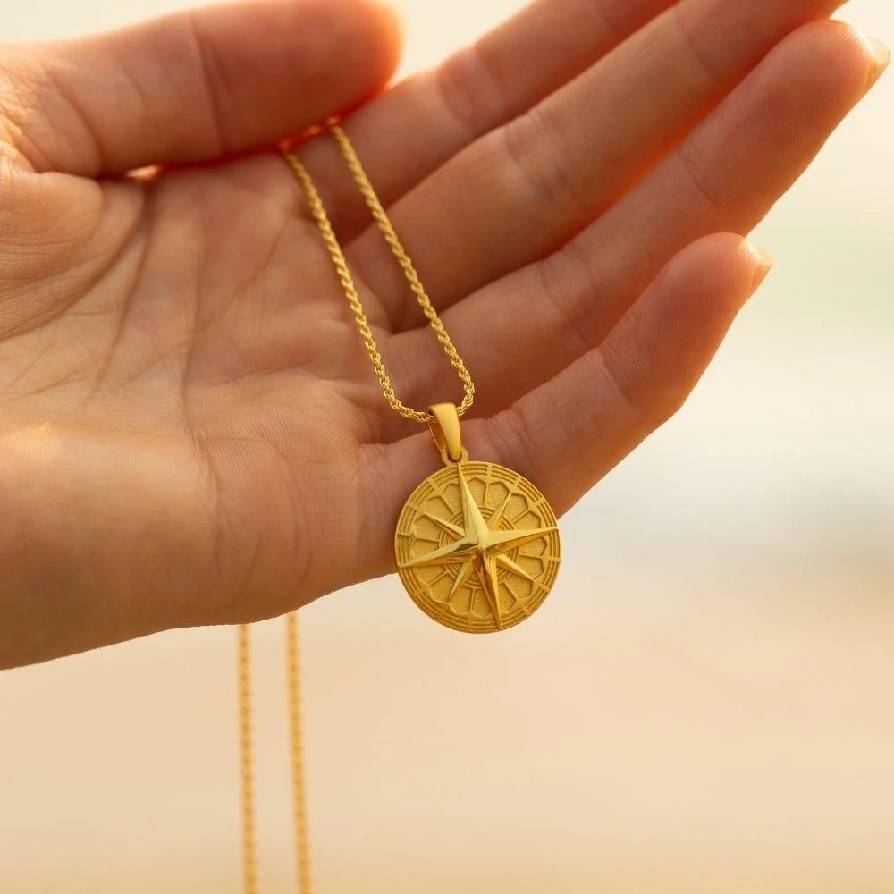 Mantra Gold Compass Necklace